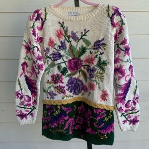 Vintage Jennifer reed handknit floral cottagecore coastal grandma sweater small